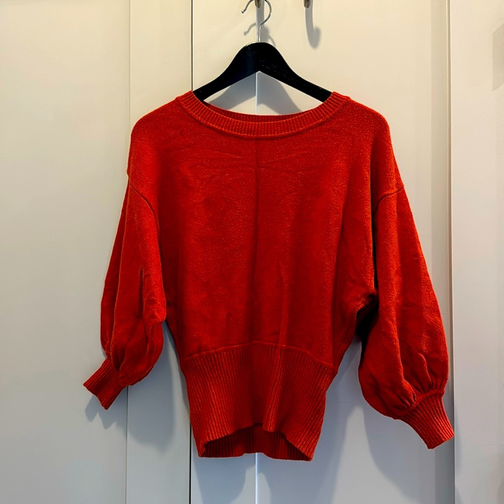 burnt orange Anthropologie boho sweater